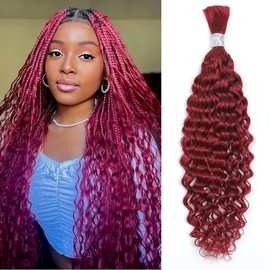 Water Wave Bulk Human Hair for Braiding Wet and Wavy Micro Braiding Human Hair No Weft Human Braiding Hair Extensions for Box Boho Braids 50g with 1 Bundles (22inch,99J#)
