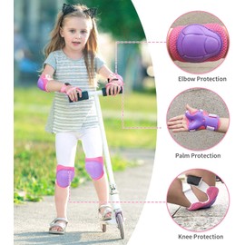 Kids/Youth Knee Pads Elbow Pads Wrist Guards 3 in 1 Protective Gear Set for Child Roller Skates, Cycling, Inline Skating, Scooter Skateboard, BMX Bike, Riding, and Multiple Outdoor Sports
