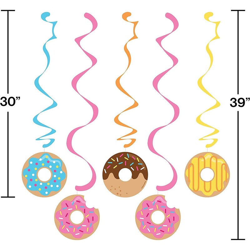 Happium Party Colourful Donuts Hanging Swirls - 6 Pcs, Paper,