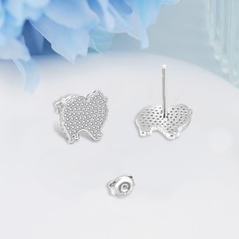 TYSO Poodle Dog Earrings 925 Sterling Silver Mini Poodle Teddy Dog Stud Earrings Jewelry Birthday Gifts for Women Girls, Sterling Silver, Zircon