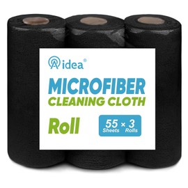 AIDEA Microfiber Cleaning Cloth 165 Sheets 3 Roll, Black Microfiber Towels for Cars, Shop Rags Washable, Cleaning Rags Reusable Paper Towels for Automotive, Mechanic, Workshops, House, 11×9"