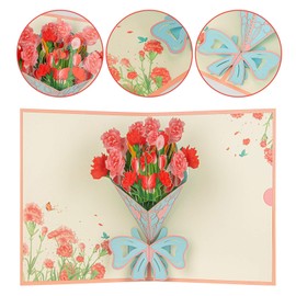 Pop Up Card, Mother's Day Cards, 4 Pieces Flower 3D Greetings Card, Thank You Card with Envelope Moms Cards for Valentine's Day Mother's Day Thanksgiving Day Birthday Anniversary Wedding