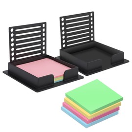 New Sticky Note Stencil Dispenser, Upgraded Sticky Note Organizer, 3x3 Sticky Pads Dispenser with Stencils, Sticky Notes Stencil Template Compatible with Post It Notes for Office, School