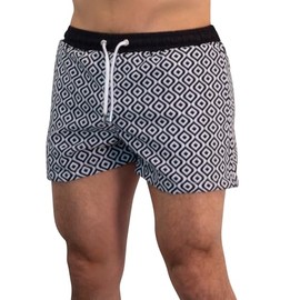JOHN LEOPARD Traje De Baño Sirocco Black Talla 32 - M – Traje de Baño Sirocco 100 % Poliéster de Secado Rápido, Red Interna de Soporte, Bolsillos de Seguridad y Punteras Cromadas en Cintura