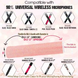 Rhymkawa rhinestone Handle Cover for Wireless Microphone, Sparkly Crystal Mic Sleeve for Live Singing, DJ, Karaoke, Party, Wedding, Streaming Video Shooting (Rose Gold)