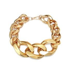 BriLove Punk Cuban Chunky Curb Chain Necklaces for Women, Chic Lightweight Stackable Lock Choker Necklace for Costume Party Prom Hiphop Accessories Gold