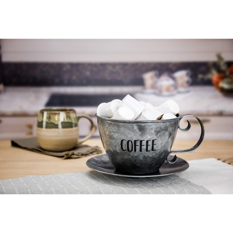 Boston Warehouse 35627 - Taza y platillo, metal galvanizado