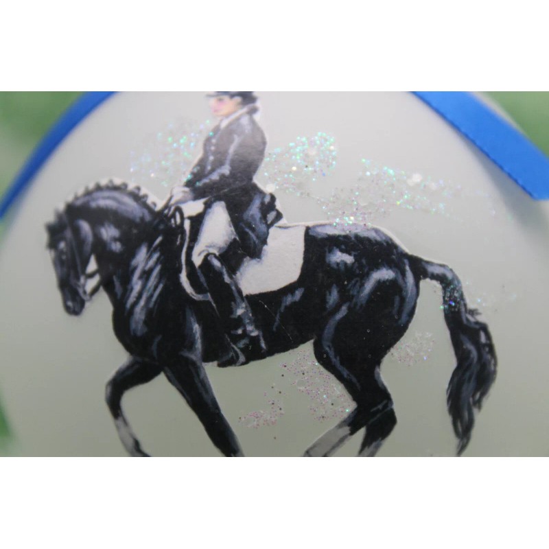 H002 Hand-made Christmas Ornament horse - black piaffe dressage