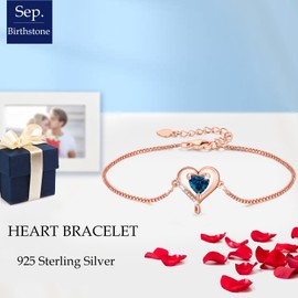 LAVUMO Bracelets for Womens Sterling Silver Bracelet Rose Gold Womens Jewellery Love Heart Gifts for Her Mum Girlfriend Wife Christmas Valentines Birthday Mothers Day Gift