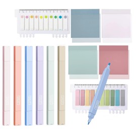 MAIHUO 6 Pcs Aesthetic Highlighters and 600 Sheets Transparent Sticky Notes,Sticky Note Transparent with Marker Pens Set,for Aesthetic Bible Marker Book Annotations School Supplies Office Supplies