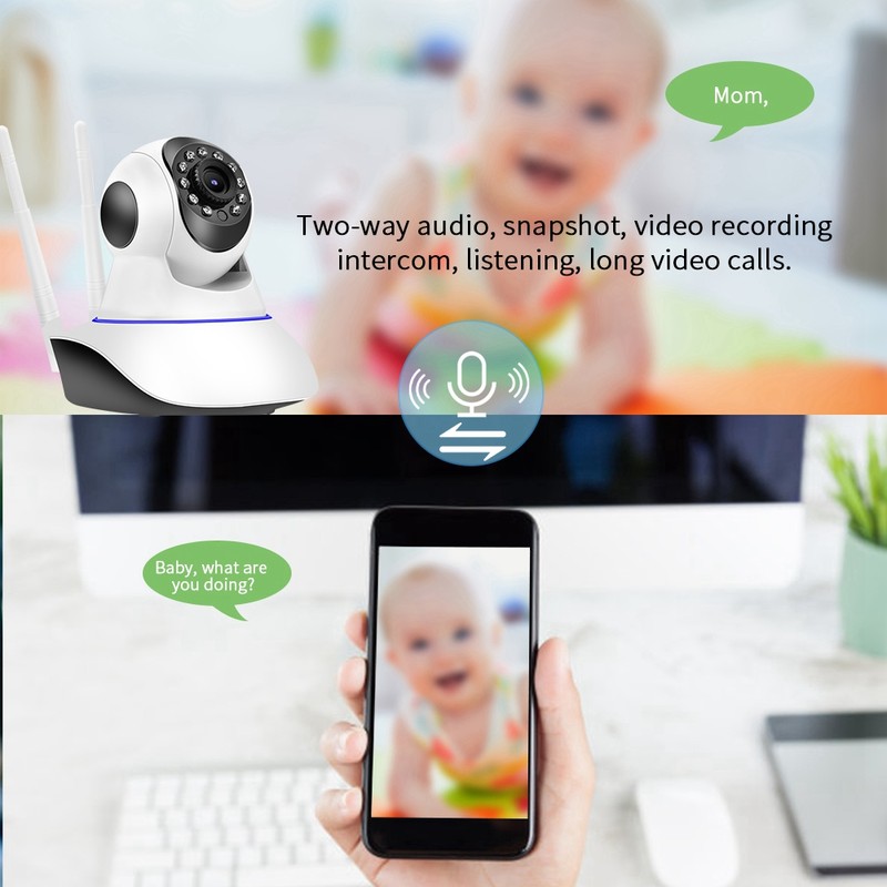 1MP 720P WIFI PTZ Camera HD Dual Antenna Baby Monitor
