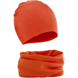 Cotton Newborn Baby Winter Hat and Scarf Set for 0-5 Months Years Newborn Baby Beanie Hat Kids Tube Cotton Loop Scarfs Orange