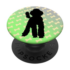 Standard Poodle In Black On Cute Bone Pattern For Dog Lover