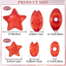 OIIKI 60PCS Acrylic Star Beads, Mixed Colors Star Loose Spacer Beads, 2 Sizes Charming Flat Beads, Star Shaped DIY Supplies Bead Kits Bulk for Jewelry Making, Crafts