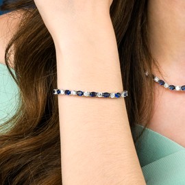 Diamond Treats Blue Tennis Bracelet for Women and Teenage Girls, 925 Sterling Silver Bracelet with Dark Blue Stones, Sapphire Blue Bracelet for Women in 925 Silver, Blue Tennis Bracelets for Women