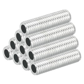 PATIKIL M8 Thread Carbon Steel Lamp Pipe 10 Sets 30mm/1.18" Hollow Tube Thread Adapter Fastener Hardware Lamp Light Chandelier Lighting DIY White Zinc Plated