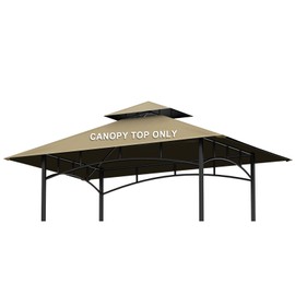 Grill Gazebo Replacement Canopy Top - AONEAR 5'x8' Outdoor BBQ Tent Roof Cover Double Tiered Outdoor Grill Shelter Fit for Model L-GG001PST-F (Khaki)