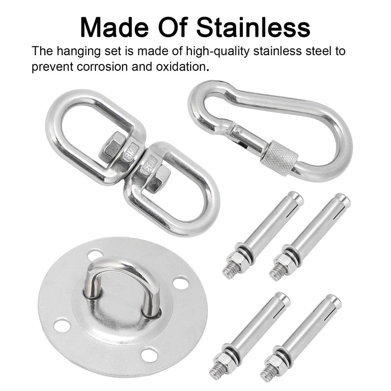 Stainless Steel Hammock/Swing Hanging Kit Ceiling Mounting Plate Snap Hook