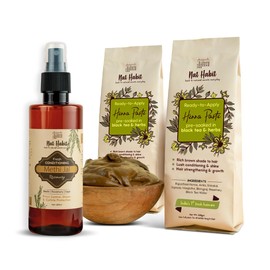 Nat Habit Ready-To-Apply Henna Paste & Rosemary Methi Jal-The Perfect Choice For Conditioning With Rich Dark Brown Color And Hair Growth Boost,1 Count