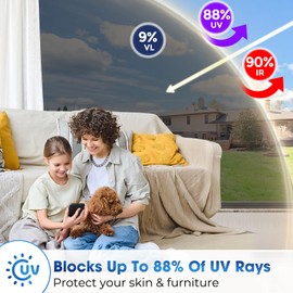 Coavas One Way Window Privacy Film, Window Tint for Home, Daytime Reflective Mirror Glass Windows Coverings Heat UV Blocking See Out Not in, Black, 35.4 x 78.7 Inch