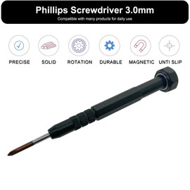 Phillips Screwdriver #0 3.0mm PH 0, Precision Screwdriver, Magnetic, Lightweight, S2 Steel, Smooth Turning Cap