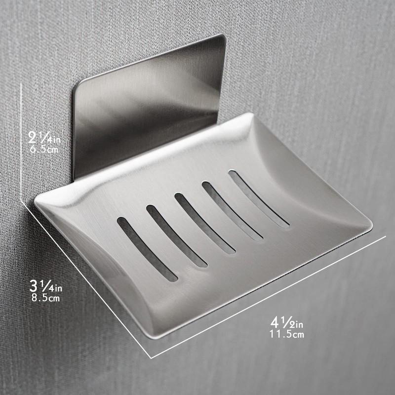 Soap Dish for Shower Wall, Stainless Steel Adhesive Soap Holder