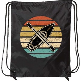 inktastic Kayaking Retro Kayak Boating Drawstring Bag Black 3699f