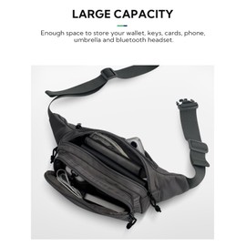 WATERFLY Bum Bag Belt Bag Men Women: Sporty Waist Bag Stylish Fanny Waist Pack Small Festival Bumbag MTB Hipbag Walking Bum Bag Unisex Hip Bag for Sports Dog Training, darkgray