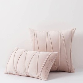 Hyper Cover Velvet Cushion Cover with Bandage Stripes Design (Pink, 45x45 cm) - Elegant Home Décor Product for Room Decor, Perfect for Couch and Boho Home Decor Throw Pillow Covers