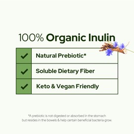 Organic Inulin (FOS Powder) 1kg by Plant of Life | Daily Water Soluable Prebiotic Fiber | Superfood for Colon & Gut | Easily Mix with Drinks, Coffee & Smoothies | Vegan, Non-GMO