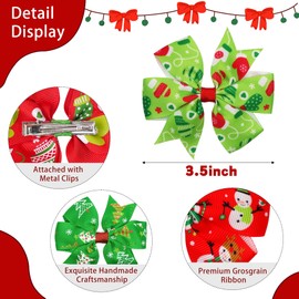 DED 15Pairs 3.5" Hair Bows for Girls Grosgrain Ribbon Christmas Hair Clips with Alligator Clip, Hair Accessory for Toddler Girls Baby Kids Teens