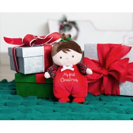 Plush Baby Doll with My First Christmas Embroidery, Julie (Red, 9 inch)