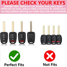 Simocky Key Fob Cover with Diamond Heart Keychain, Car Key Shell for Women, Compatible with Honda 2013-2016 Accord Crosstour 2014-2015 CR-V Civic 2016-2017 HR-V Protector (4 Buttons-Black)