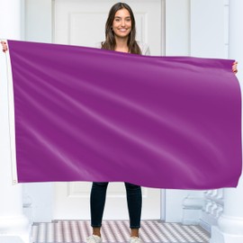 Plain Violet Flag - Plain Purple Flag - Double-Sided Print - 90 g Polyester - Double Stitching - 2 Brass Eyelets, Large 90 x 150 cm (5 x 3 Feet)