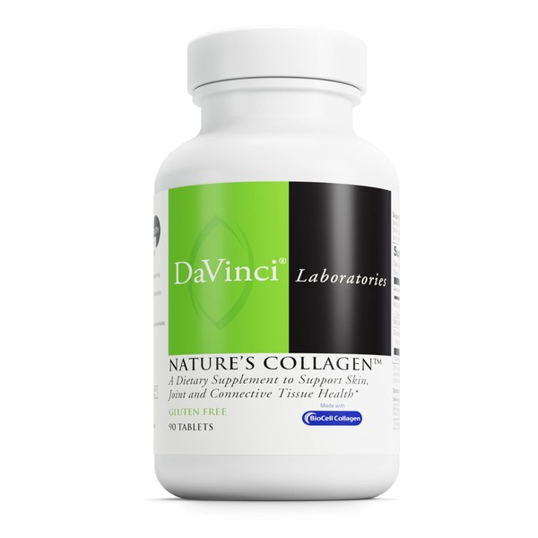 DAVINCI Labs Nature's Collagen - Joint Support Supplement for Skin Elasticity, Joint Health and Connective Tissue Health* - with BioCell Collagen, MSM and Glucosamine HCl - Gluten-Free - 90 Tablets