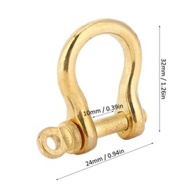 Sunicon 2pcs Metal D-Ring Pure Brass Anchor Shackle Pure Brass U-Type Chain Shackle Screw Pin Bow Shackle Key Ring Hook Golden Connection Buckle