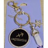 Zodiac Gold Mystical Gem Zodiac Keyring SAGITTARIUS Constellation Charm Star