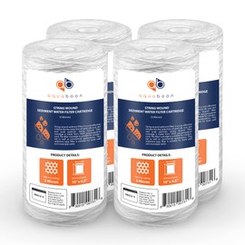 Aquaboon 5 Micron Water Filter 10 x 4.5 inch - String Wound Water Filter for Whole House System - Compatible with 84637, WPX5BB97P, PC10, 355214-45, 355215-45, WP10BB97P, WP5BB97P (4 Pack)