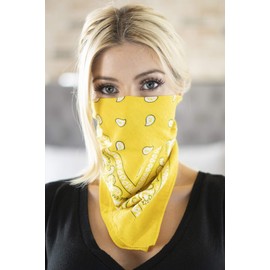 RIAH FASHION Fabric Face Cover Multi-Purpose Cotton Unisex Bandana - Mouth Shield Scarf Handkerchief, Headwear Balaclava Wrap (1, Yellow)