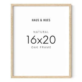 HAUS AND HUES Beige Oak Wood 16x20 Picture Frame - Modern Wood Wall Art Display - Lightweight 16x20 Frame for Art Prints, Photos, Posters - Ready-to-Hang Vertically & Horizontally