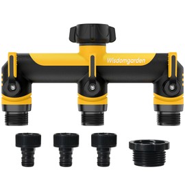 Hose Splitter 3 Way, Tap Connector, Garden Hose Connector, High Flow Washing Machine Hose Connector, 3 Way Kitchen tap Hose Connector, Connect Multiple Irrigation timers,3/4" with 1/2" Adapter,Yellow