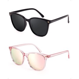 FIMILU 2 Packs Sunglasses for Women Polarized UV400 Protection Lens Big Frame Fashion Glasses Trendy Stylish Shade