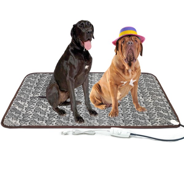 DEOMAN Extra Large Pet Heating pad Dog Cat Heated Bed mat Puppy Heating pad for whelping Box Electric Heating Blanket Outdoor Dog House Heater Water Resistant Easy Clean