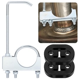 Cimeton 3PCS 2.5" Exhaust Clamp with Hanger 2 Holes Adjustable Muffler Hangers Exhaust System Hanger Pipes Exhaust Hangers for Car Truck Exhaust Pipe