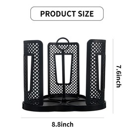 Chris.W Cup Dispenser, Rotatable Coffee Cup Dispenser with 3 Compartments for 5-18oz Cups Organizer, Plastic Paper Cups Holder for Home Countertop, Kitchen, Coffee Stations, Bar, Office, Black