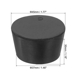 sourcing map Rubber Tapered Plug 37mm to 45mm Solid Test Tubes Bungs Stopper Black for Lab Home 4 Pieces