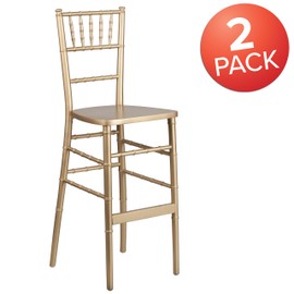 Flash Furniture 2 Pk. HERCULES Series Gold Wood Chiavari Barstool