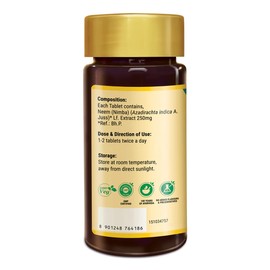 Zandu Indica (Neem) Tablets with Pure Neem Extract | Herbal Body Detox Supplement for Healthy Skin | Builds Immunity & Digestive Wellness | Plant-Based Formula | 60 Vegan Tabs