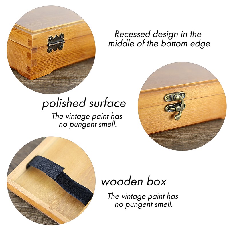 Wooden Box Antique Rectangle Children Stationery Case Desktop MultiFunction Storage