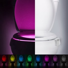 Toilet Night Light Motion Sensor Activated LED Bowl Lamp 8 Color Changing Decor Gadgets for Bathroom Kids (1 Piece)